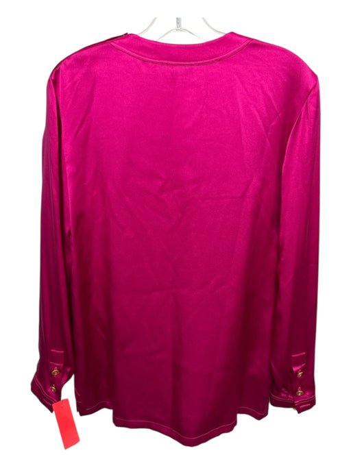 Chanel Size 38 Fuscia Pink Silk Long Sleeve Solid Gold Tone Hardware Top Fuscia Pink / 38