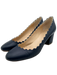 Chloe Shoe Size 38 Slate Navy Leather Scalloped Edge Round Toe Slip On Pumps Slate Navy / 38
