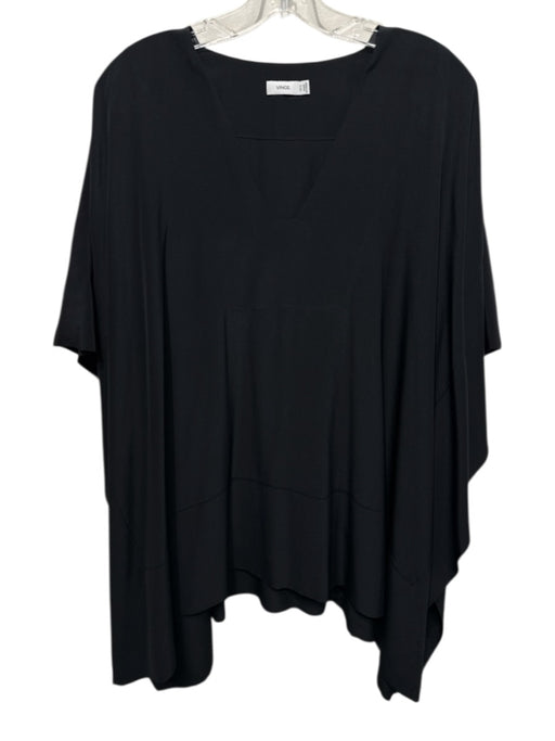 Vince Size XS/S Black Silk Short Sleeve Drape Scoop Neck Tunic Top Black / XS/S