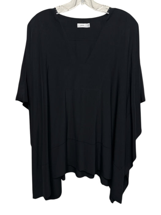 Vince Size XS/S Black Silk Short Sleeve Drape Scoop Neck Tunic Top Black / XS/S
