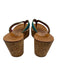 KJacques Shoe Size 38 Teal & Tan Cork Leather Thong Wedge Sandals Teal & Tan / 38