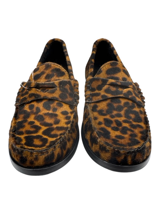 Stuart Weitzman Shoe Size 6.5 Brown Leather Pony Hair Cheetah Print Loafer Flats Brown / 6.5