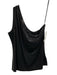 St John Size S Black Wool & Rayon Sleeveless One Shoulder Paillettes Sheer Top Black / S