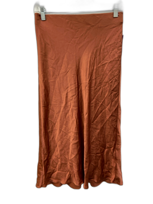 Quince Size Small Rose Pink Silk Elastic Waist Satin Midi Slip Skirt Skirt Rose Pink / Small