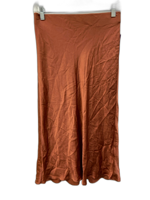 Quince Size Small Rose Pink Silk Elastic Waist Satin Midi Slip Skirt Skirt Rose Pink / Small