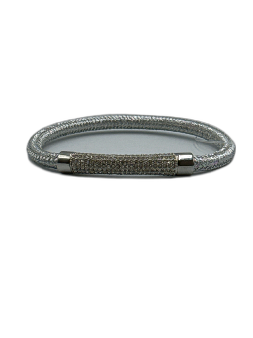 Fossil Silver Steel Magnetic Crystal Woven Bracelet Silver