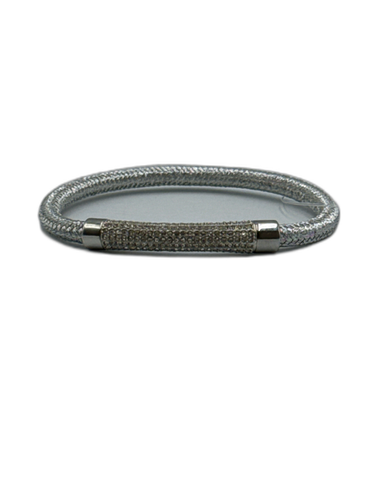 Fossil Silver Steel Magnetic Crystal Woven Bracelet Silver
