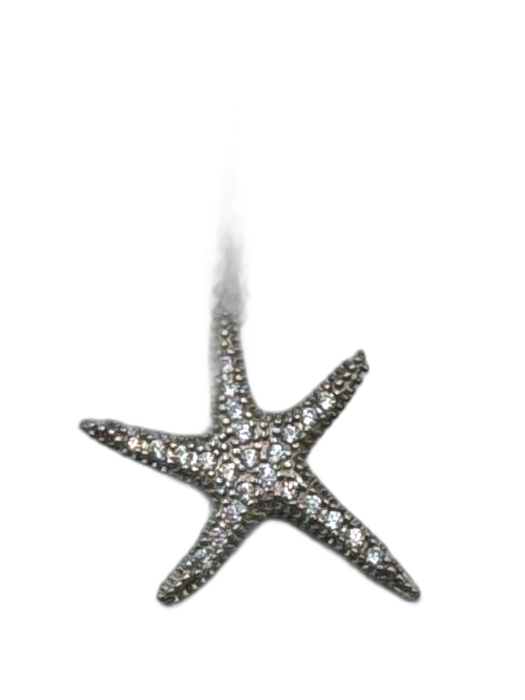 Silver 925 Sterling Silver Clasp Starfish Cubic Zirconia Pendant Necklace Silver
