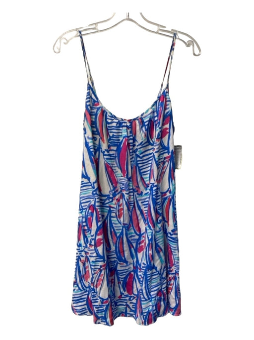 Lily Pulitzer Size S White, Blue & Pink Rayon Spaghetti Strap lined Dress White, Blue & Pink / S