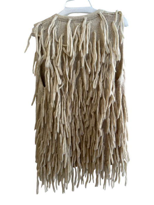 Mcginn Size Small Beige Acrylic Mid Thigh Fringe Vest Beige / Small