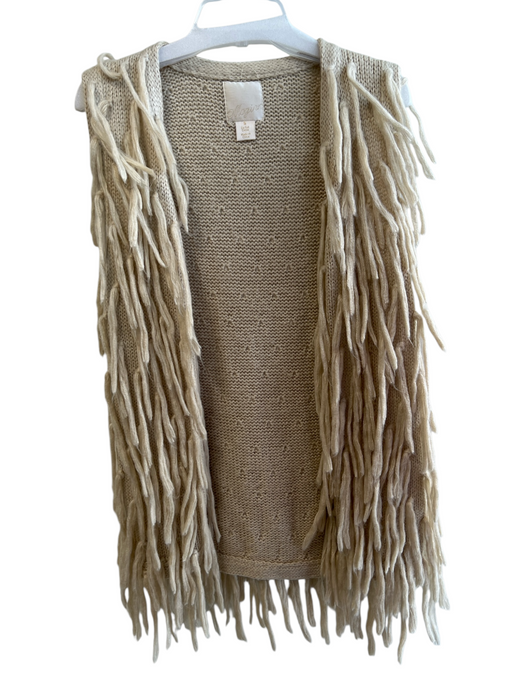 Mcginn Size Small Beige Acrylic Mid Thigh Fringe Vest Beige / Small