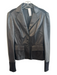 Diane Von Furstenberg Size 8 Black Leather 3 Button Stretch Panels Jacket Black / 8