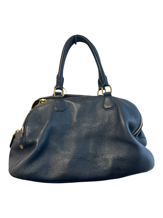 J Crew Teal Blue Leather Pebbled Top Handles Double Top Zip 2 compartments Bag Teal Blue / Large