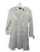 Theory Size 4 White Cotton V Neck Button Front Long Sleeve Seam Detail Dress White / 4