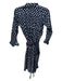 Samantha Sung Size 8 Navy Blue & White Cotton Wrap Mini Diamond Pattern Dress Navy Blue & White / 8