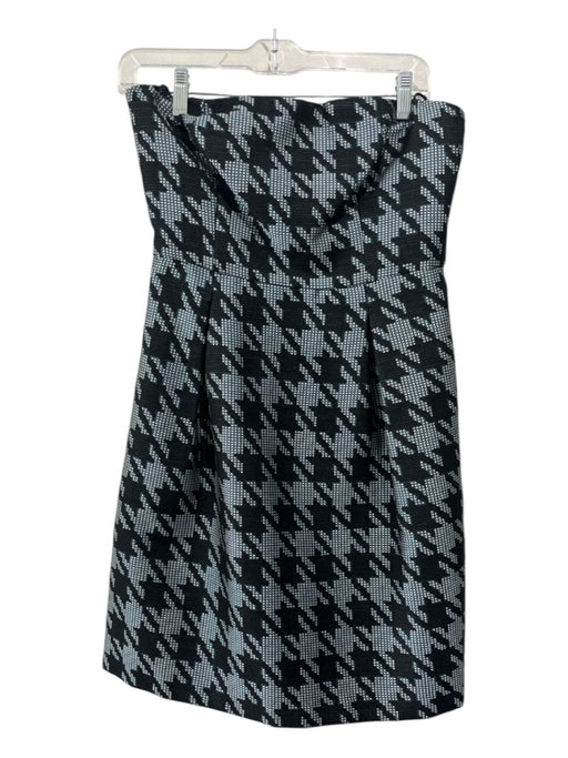 Trina Turk Size 4 Black, Blue & White Polyester & Acrylic Strapless Mini Dress Black, Blue & White / 4