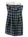 Trina Turk Size 4 Black, Blue & White Polyester & Acrylic Strapless Mini Dress Black, Blue & White / 4