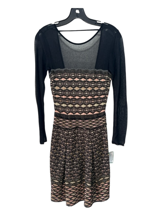 M Missoni Size 42 Black, Gold & Pink Polyamide Blend Metallic Thread Dress Black, Gold & Pink / 42