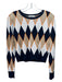 Zara Size S Navy blue, Gold & Orange Polyamide Scoop Neck Long Sleeve Top Navy blue, Gold & Orange / S