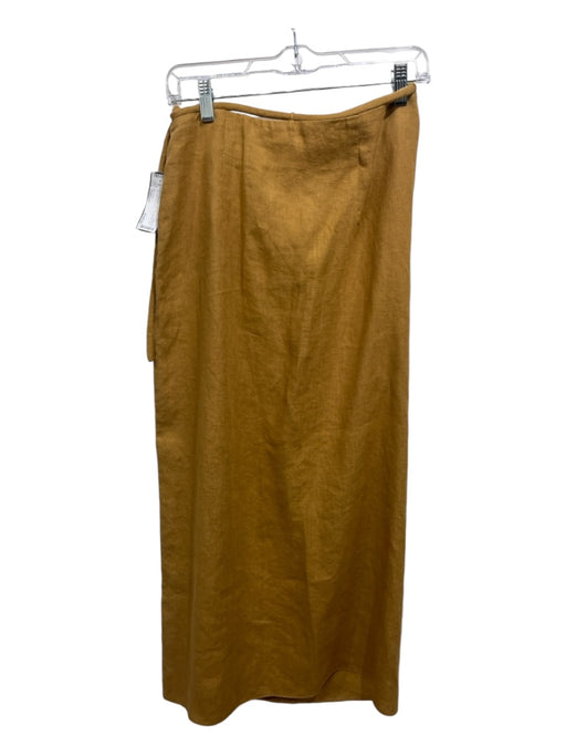 Nanushka Size Medium Mustard Linen Tie Side Zip Side Slit Midi Skirt Mustard / Medium