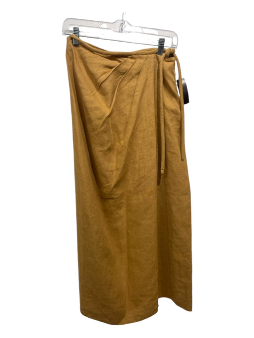 Nanushka Size Medium Mustard Linen Tie Side Zip Side Slit Midi Skirt