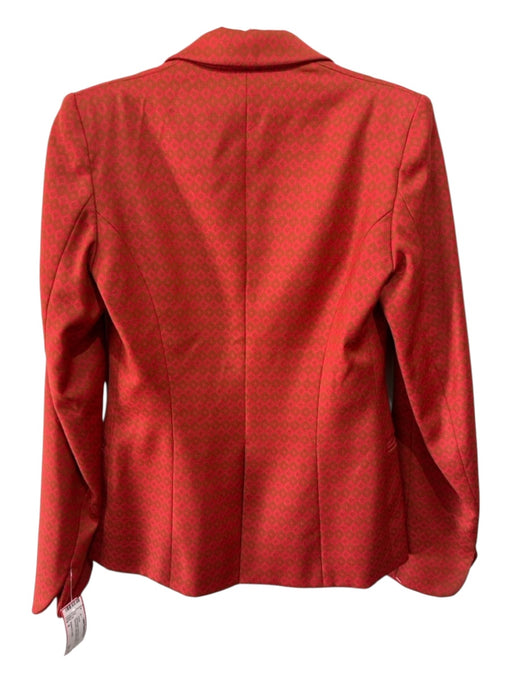 Burberry London Size 4 Hot Orange Laine Wool Shoulder Pad Diamonds Blazer Jacket Hot Orange / 4