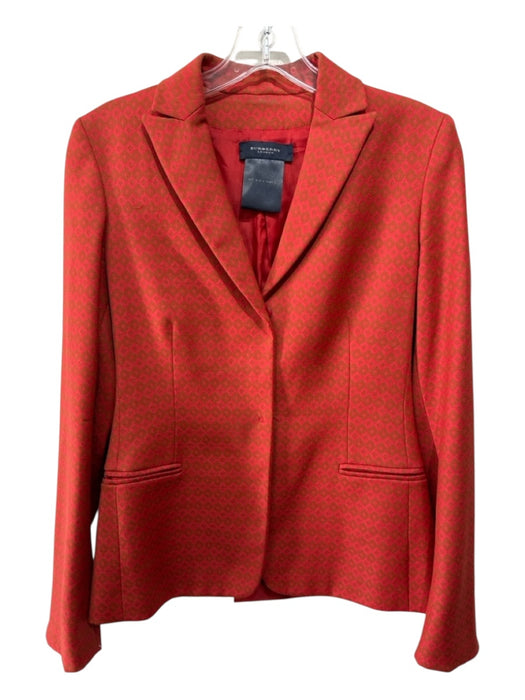 Burberry London Size 4 Hot Orange Laine Wool Shoulder Pad Diamonds Blazer Jacket Hot Orange / 4