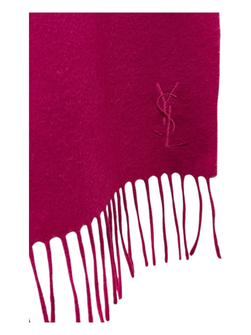 Yves Saint Laurent Fuschia Pink Wool Solid Fringe Edging scarf Fuschia Pink / One Size