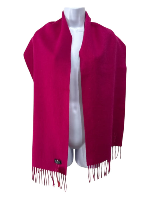 Yves Saint Laurent Fuschia Pink Wool Solid Fringe Edging scarf Fuschia Pink / One Size