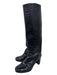 Stuart Weitzman Shoe Size 9 Black Leather Croc Round Toe Stacked Heel Boots Black / 9