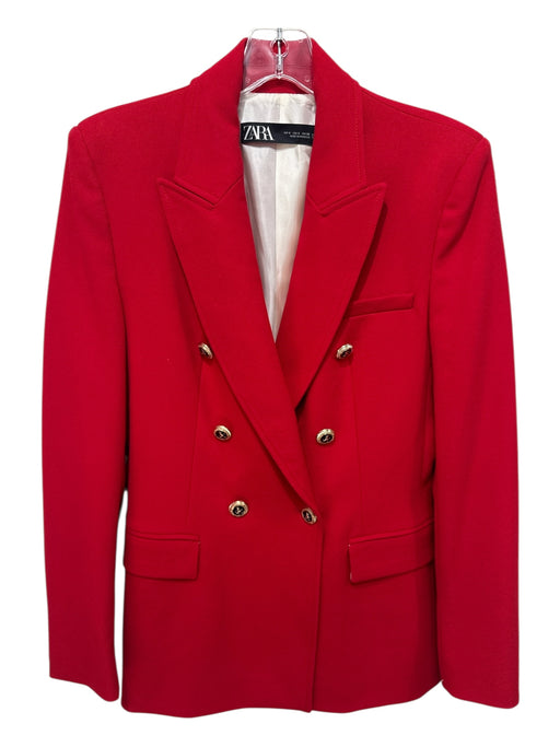 Zara Size S Red Lapels Ornate buttons Double Breasted Blazer Jacket Red / S