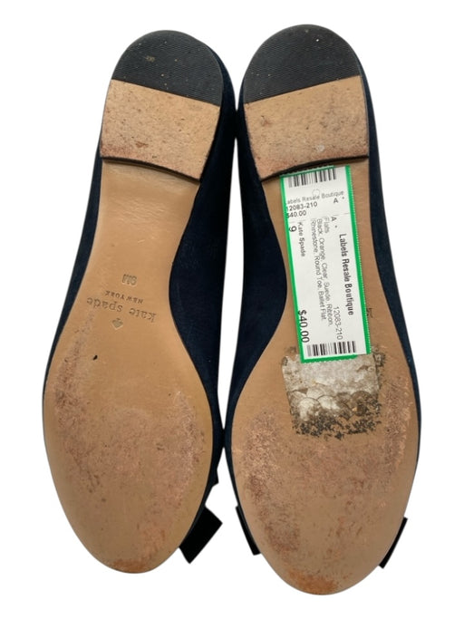 Kate Spade Shoe Size 9 Black, Orange, Clear Suede Ribbon Rhinestone Flats Black, Orange, Clear / 9