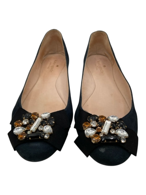 Kate Spade Shoe Size 9 Black, Orange, Clear Suede Ribbon Rhinestone Flats Black, Orange, Clear / 9