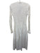 Sea New York Size White Cotton Long Sleeve smocked V Neck Maxi Dress White
