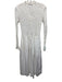 Sea New York Size White Cotton Long Sleeve smocked V Neck Maxi Dress White