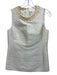 Michael Kors Size 4 White & Gold Wool & Silk Sleeveless Jeweled Back Zip Top White & Gold / 4