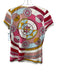 Tory Burch Size XXS White, Pink, Multi Cotton All Over Print T Shirt Logo Top White, Pink, Multi / XXS