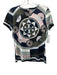 Tory Burch Size XXS White, Navy, Multi Cotton All Over Print T Shirt Logo Top White, Navy, Multi / XXS