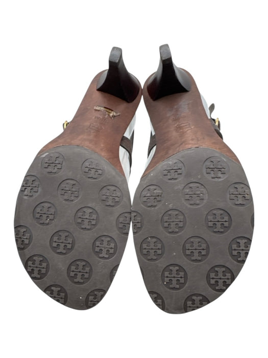 Tory Burch Shoe Size 9.5 Brown Leather Flip Flop Logo Ankle Strap Flats Brown / 9.5