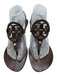 Tory Burch Shoe Size 9.5 Brown Leather Flip Flop Logo Ankle Strap Flats Brown / 9.5