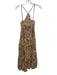 Lusana Size 6 Beige, Brown, Orange Linen Sleeveless Paisley Print Midi Dress Beige, Brown, Orange / 6