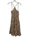 Lusana Size 6 Beige, Brown, Orange Linen Sleeveless Paisley Print Midi Dress Beige, Brown, Orange / 6
