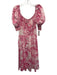 S/W/F Size S Pink & White Cotton Short Puff Sleeve Smocked Bodice Tie Dye Dress Pink & White / S