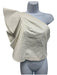 AMUR Size 4 White Cotton & Viscose One Shoulder Ruffle Cap Sleeve Pleated Top White / 4