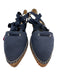 J Crew Shoe Size 9 Navy Blue Canvas Espadrille Ankle Tie Pointed Toe Flats Navy Blue / 9