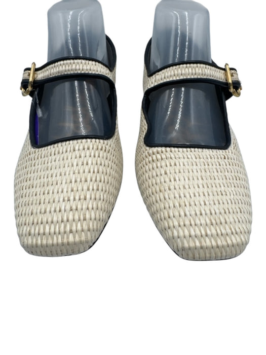 Sam Edelman Shoe Size 9 Cream Beige & Black textile upper Woven Mary Jane Flats Cream Beige & Black / 9