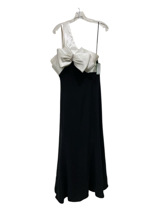 Junnie Leigh Size 12 Black & White Triacetate Bow One Shoulder Gown Black & White / 12