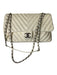 Chanel Cream Lambskin Leather Chevron Flap silver hardware Chain Strap Bag Cream / M