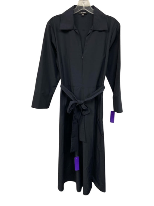Kal Rieman Size XS Navy Cotton Blend Tie Waist 1/4 Zip V Neck Collared Dress Navy / XS