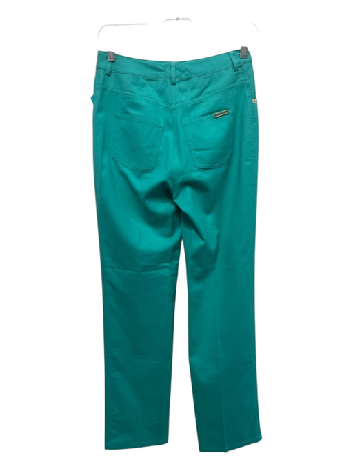 St. John Size 2 Seafoam Green Cotton Blend Zip & Button Gold Accent Pants Seafoam Green / 2